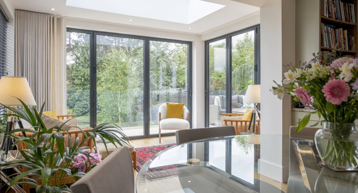 aluminium bifold doors and aluminium skylight