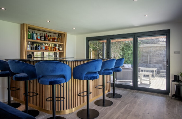 Aluminium bi-folding doors garden room